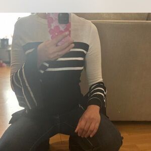 Vince Camuto Black and White Striped Sweater
